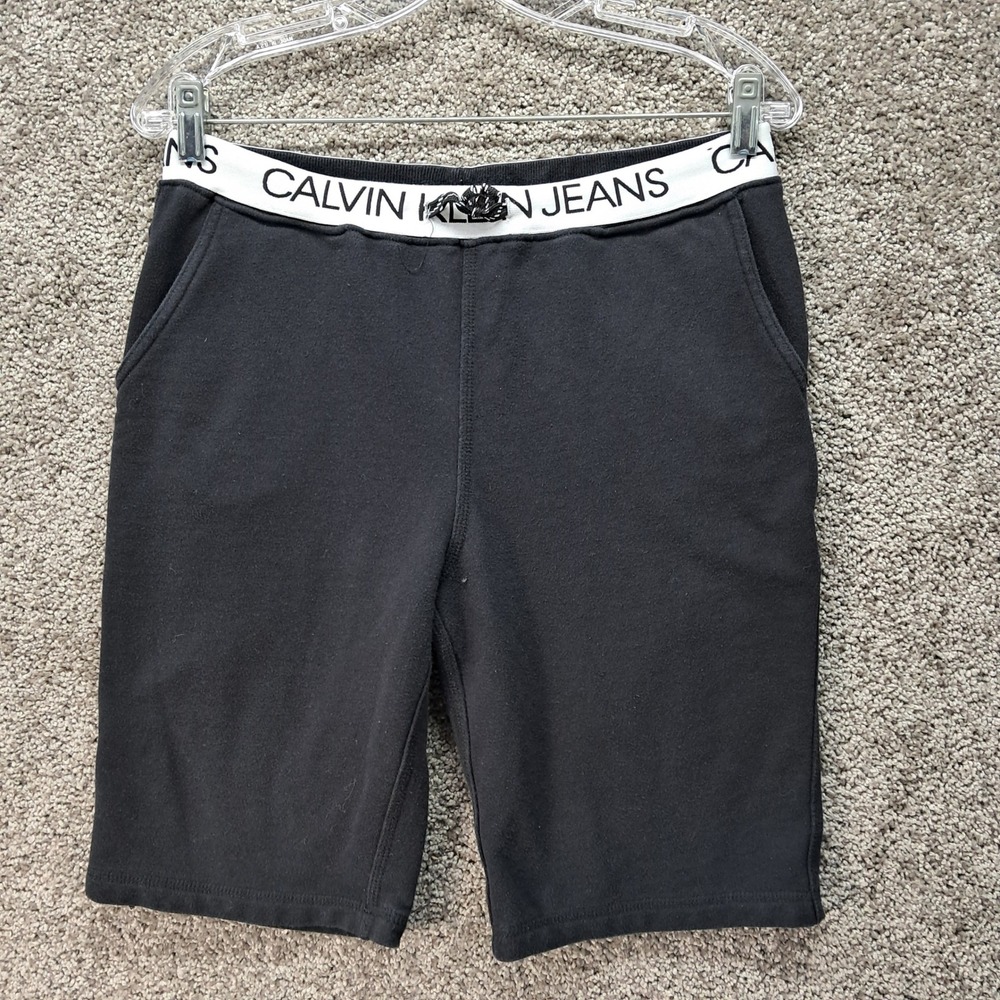 Calvin Klein Jeans Boys Black Logo Waistband Sweat Shorts Size L‎ 14/16